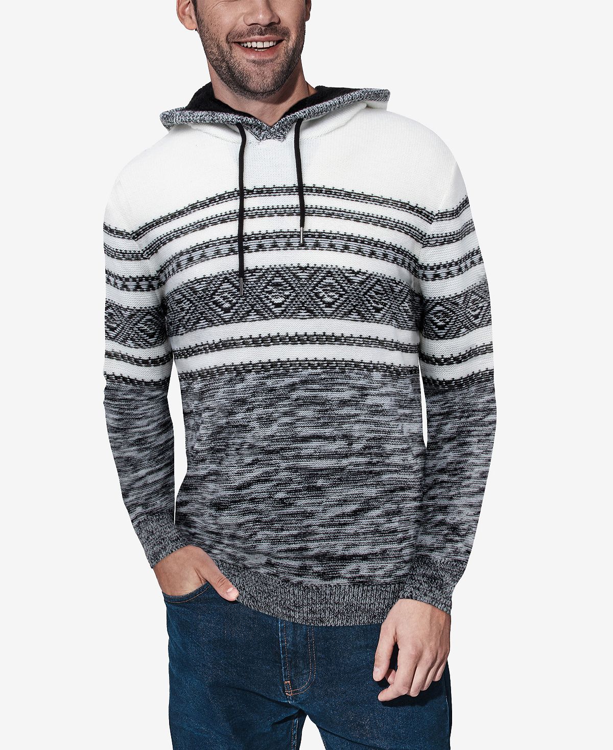 цена Мужской свитер с капюшоном в полоску X-Ray, черный
