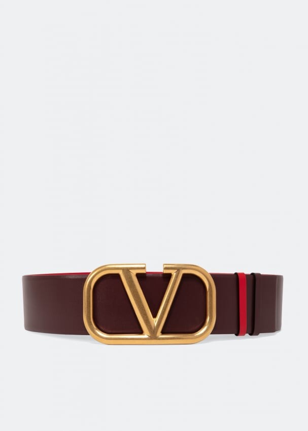 

Ремень VALENTINO GARAVANI VLogo Signature reversible belt, бордовый