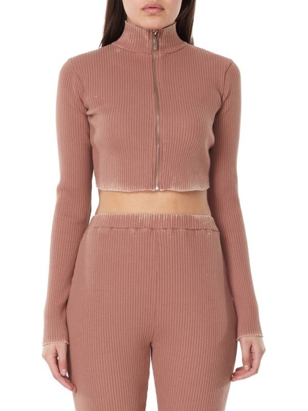 

Укороченный вязаный жакет Eleven Paris в рубчик, beaver beige