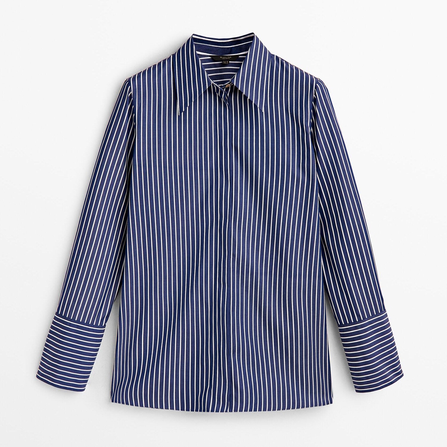 

Рубашка Massimo Dutti Striped Cotton Poplin, темно-синий