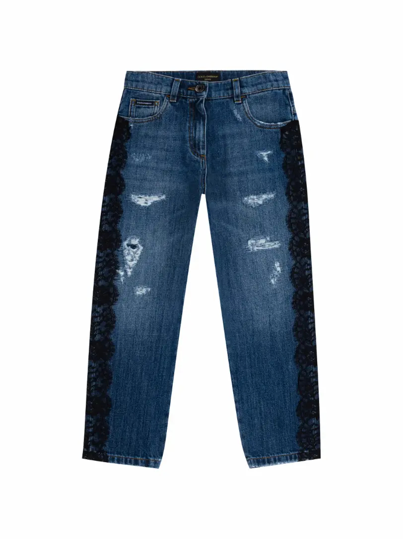 Прямые джинсы с рваным эффектом Dolce&Gabbana джинсы с рваным эффектом 44 размер