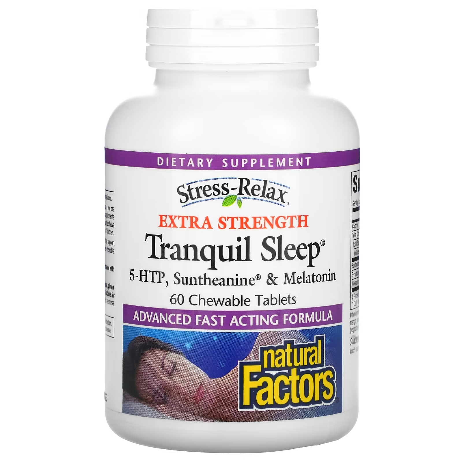 Natural Factors Stress-Relax Tranquil Sleep экстра сила, 60 жевательных таблеток