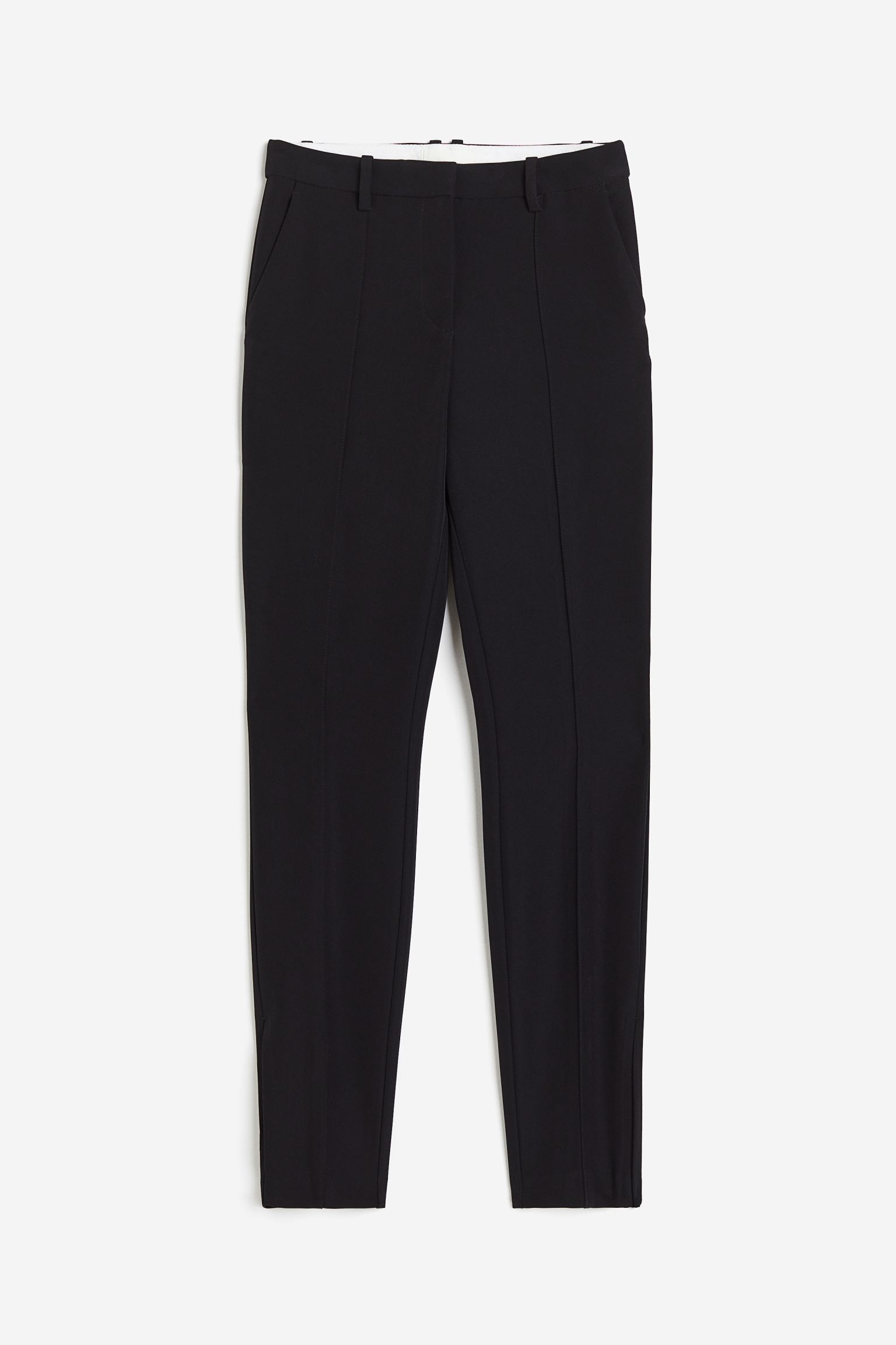 Брюки H&M Slit-hem, черный узкие брюки со складками спереди fransa curve stretch коричневый