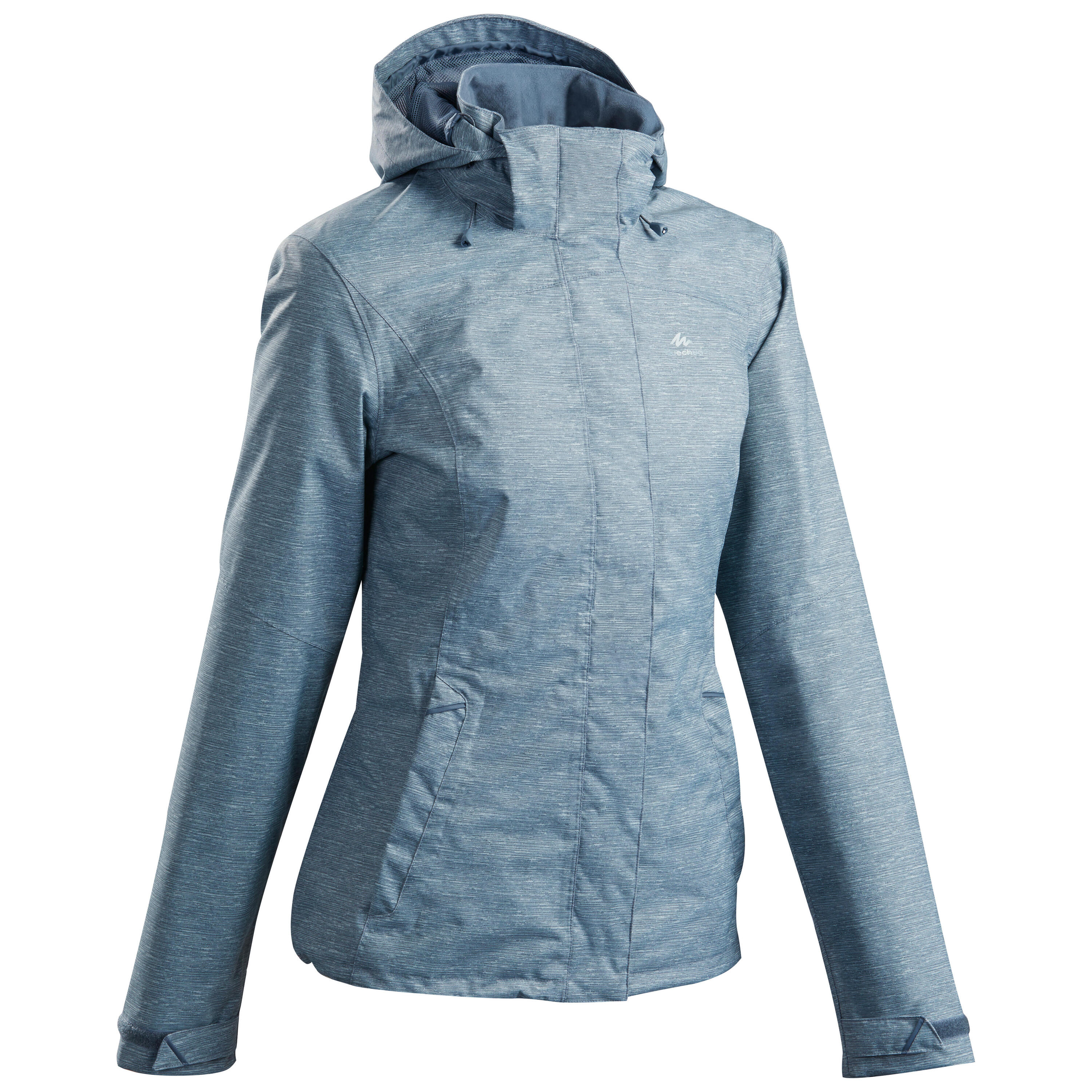 цена Куртка Quechua MH100 для походов водонепроницаемая женская, голубой