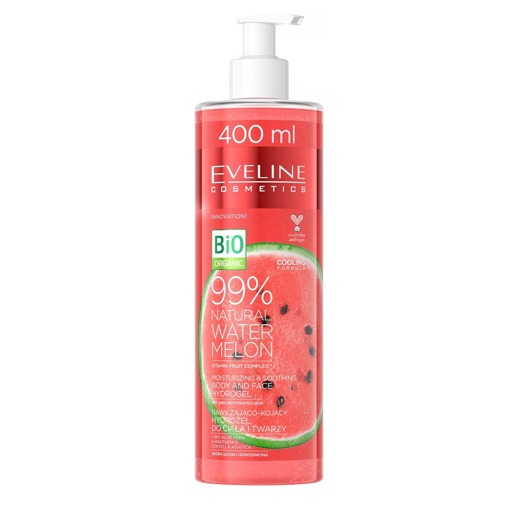 

Eveline Cosmetics 99% Natural Watermelon арбузный увлажняющий и успокаивающий гидрогель для тела и лица 400мл