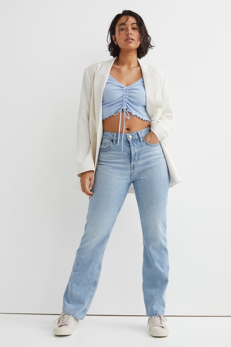 

Прямые высокие джинсы H&M, светло-голубой деним
