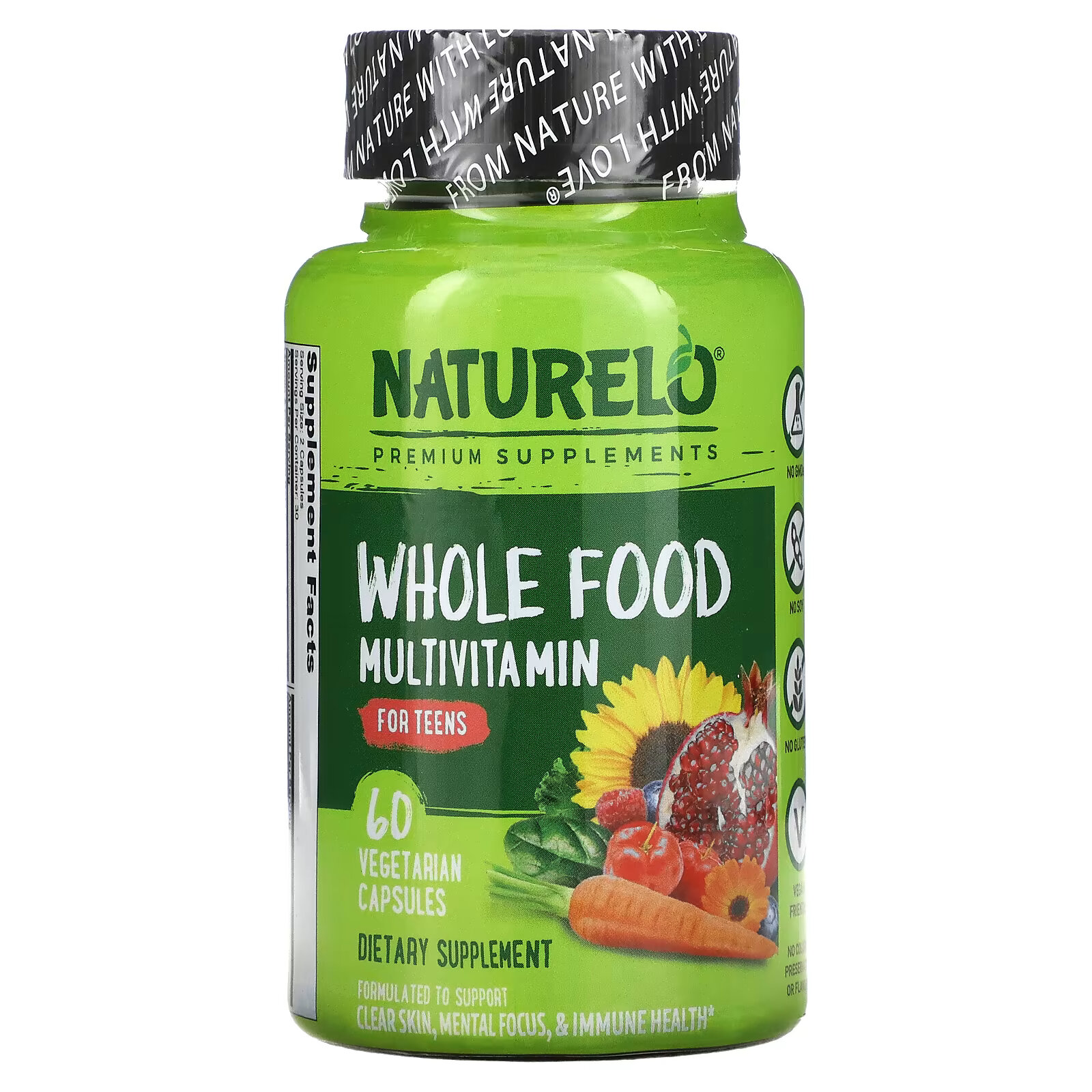 NATURELO, мультивитамины из цельных продуктов для подростков, 60 растительных капсул naturelo мультивитамины из цельных продуктов для женщин 120 вегетарианских капсул