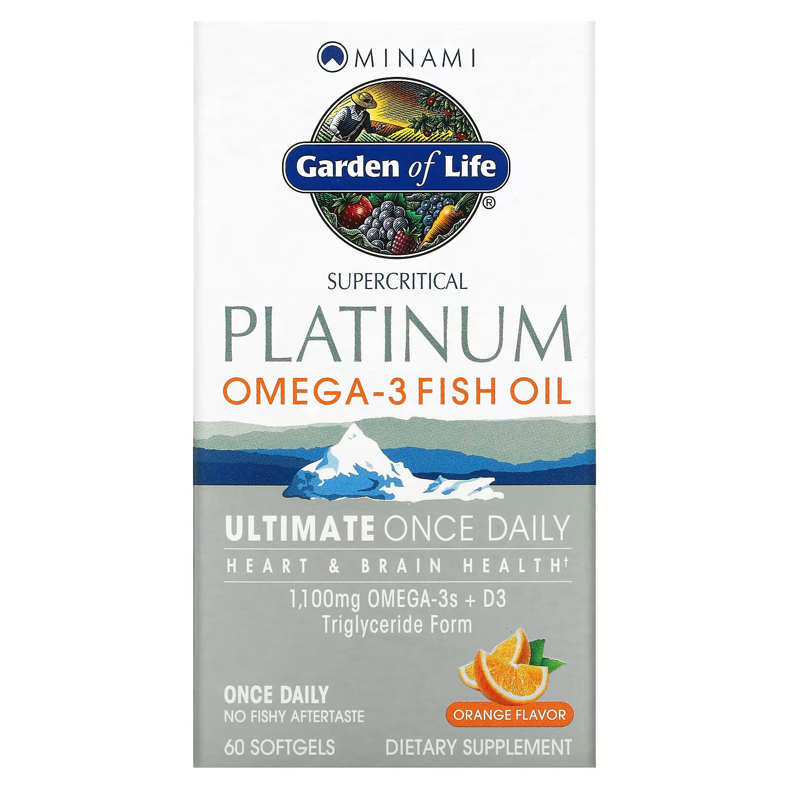 Minami Nutrition, Platinum, рыбий жир Омега-3 со вкусом апельсина, 60 мягких желатиновых капсул minami nutrition суперкритикал муд рыбий жир омега 3 500 мг 60 капсул