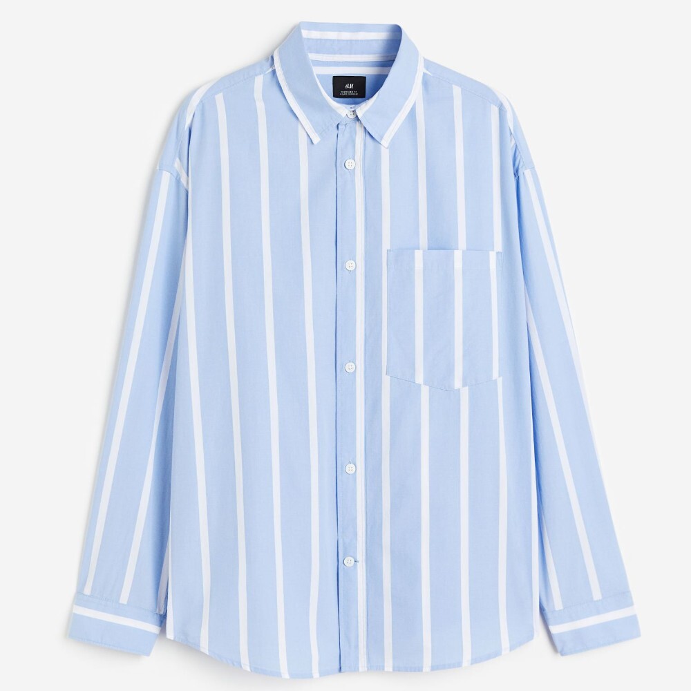 

Рубашка H&M Oversized Fit Poplin, голубой