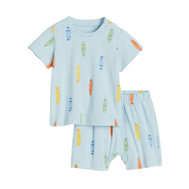 Пижама детская H&M Cotton, голубой/доски для серфинга