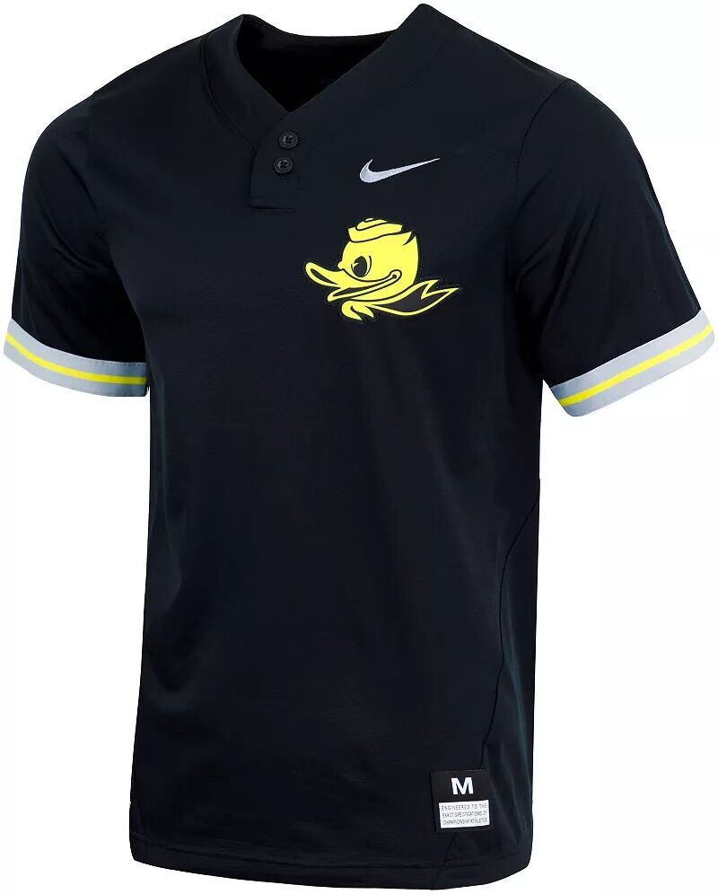 

Черная мужская бейсбольная майка с двумя пуговицами Nike Oregon Ducks