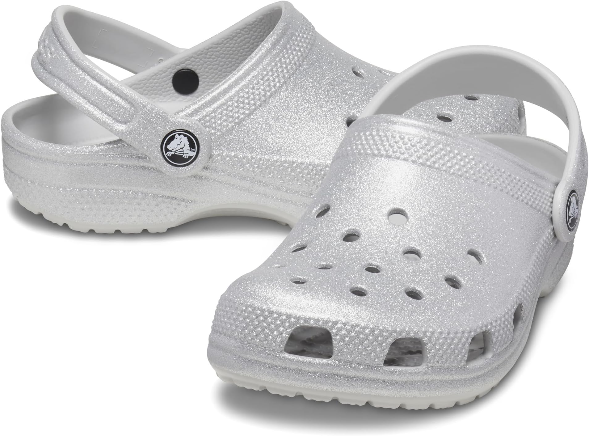 Сабо Classic Glitter Clog Crocs, цвет Silver Glitter