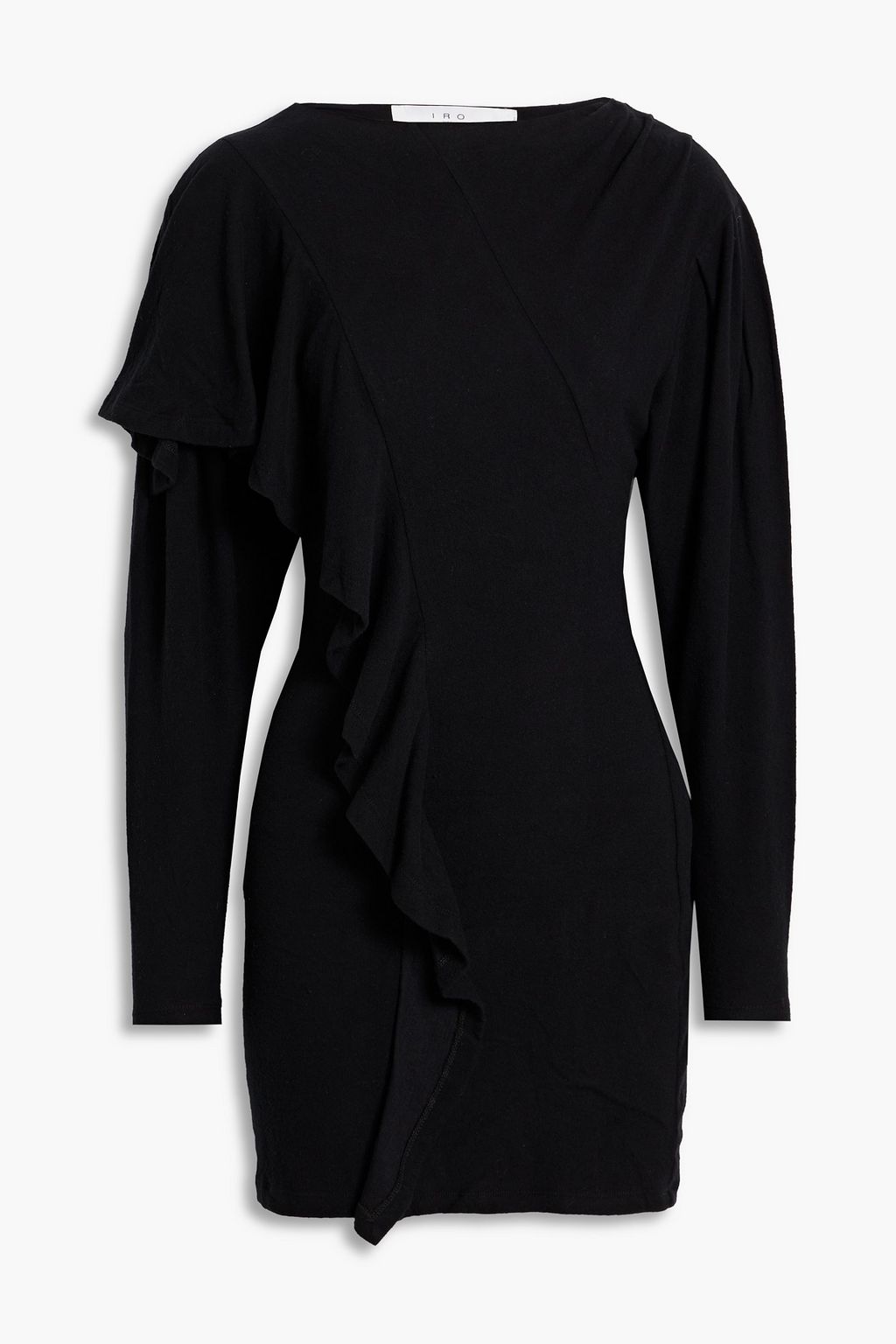 цена Платье мини Samina из эластичного хлопкового джерси с оборками IRO, черный