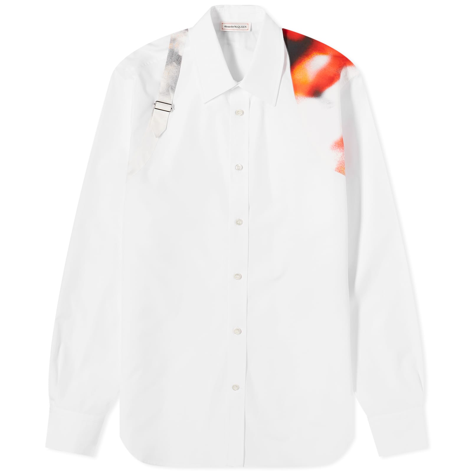 цена Рубашка Alexander Mcqueen Obscured Harness, цвет Optical White