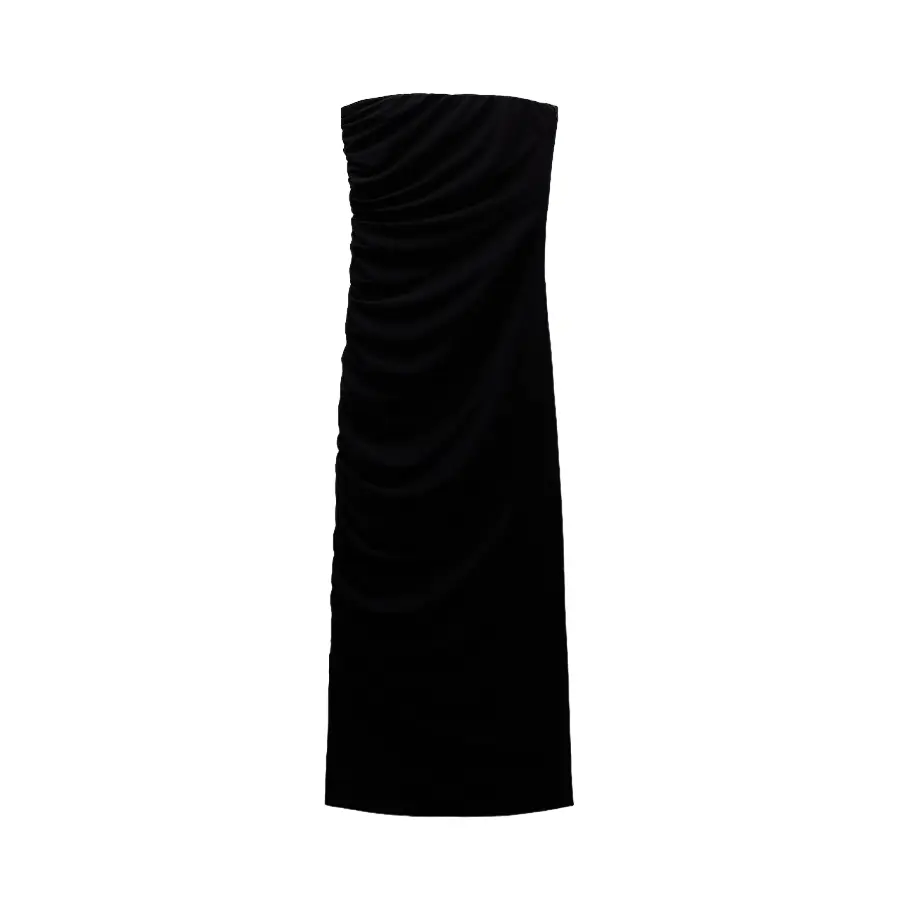 

Платье Zara Midi With Draped Detail, черный