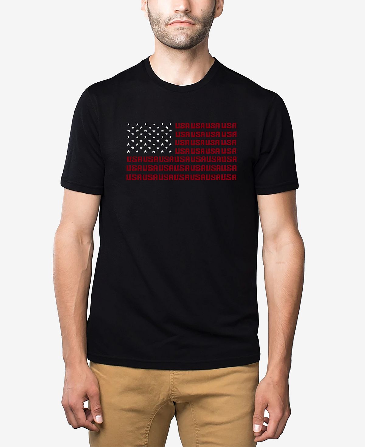 Мужская футболка премиум-класса word art с флагом сша LA Pop Art, черный