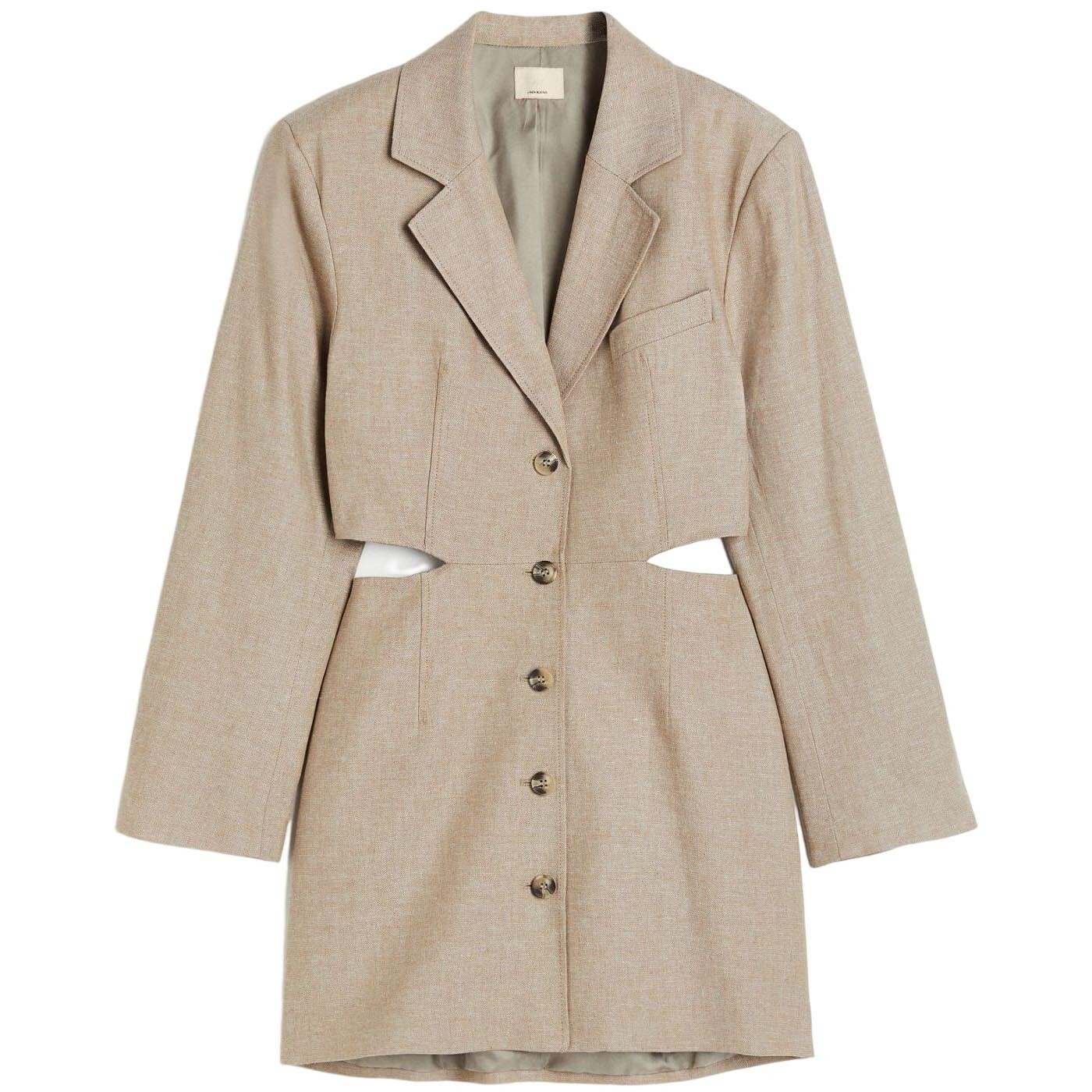 

Платье-блейзер H&M Cut-out Linen-blend, бежевый