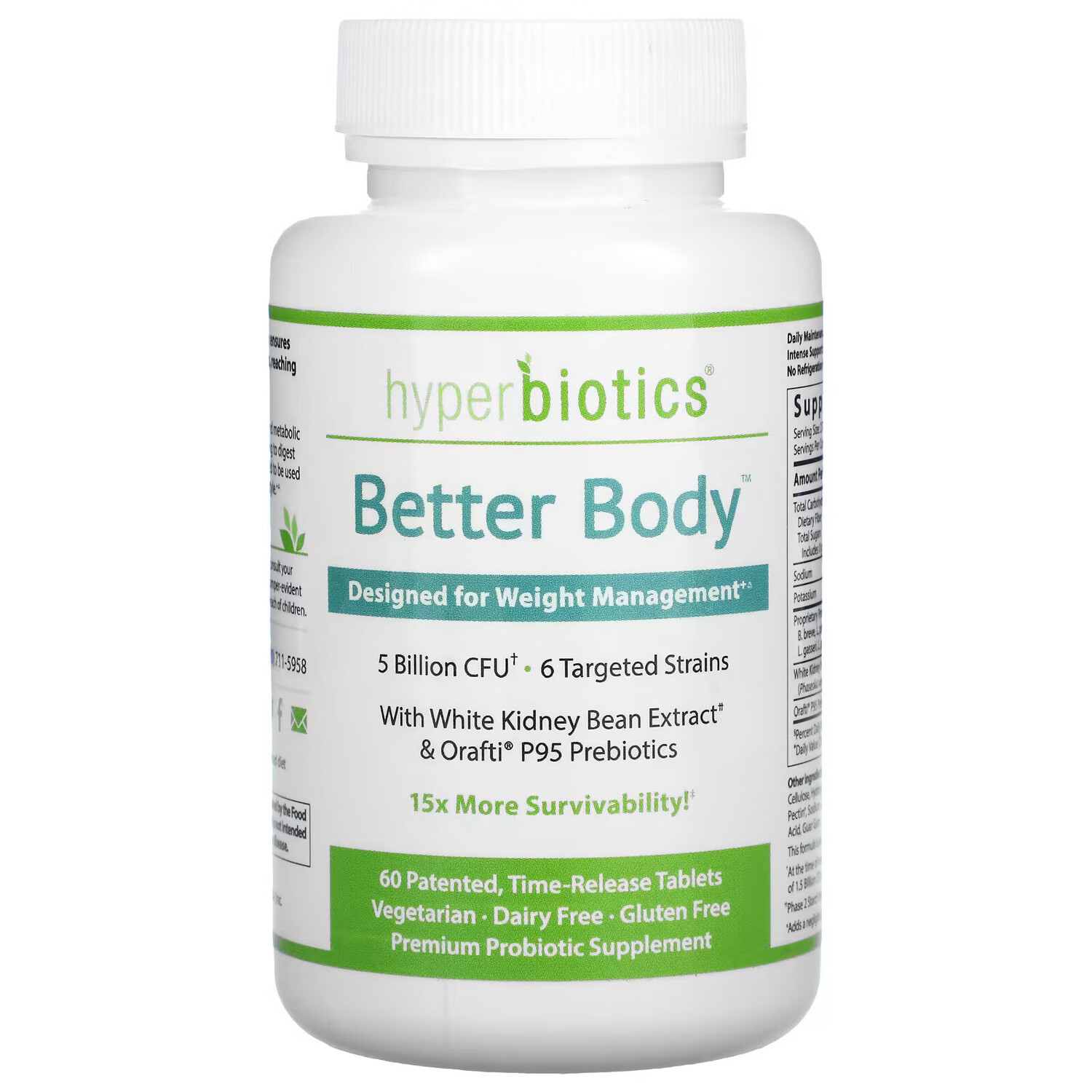 

Hyperbiotics, Better Body, разработан для контроля веса, 5 млрд КОЕ, 60 таблеток с замедленным высвобождением