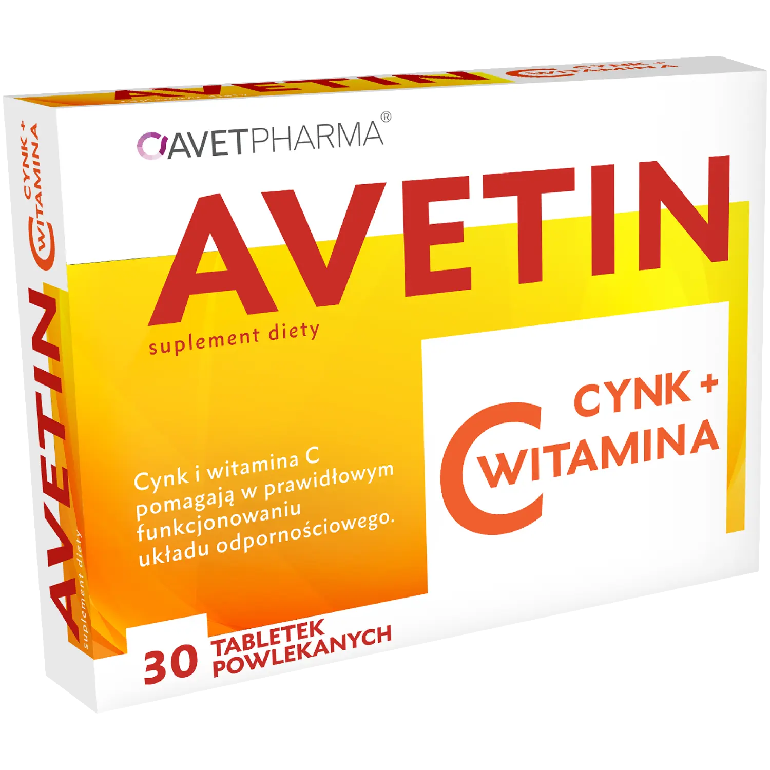 

Avetin Cynk + Witamina C биологически активная добавка, 30 таблеток/1 упаковка