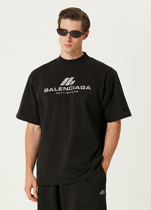

Серая футболка с логотипом Balenciaga, черный