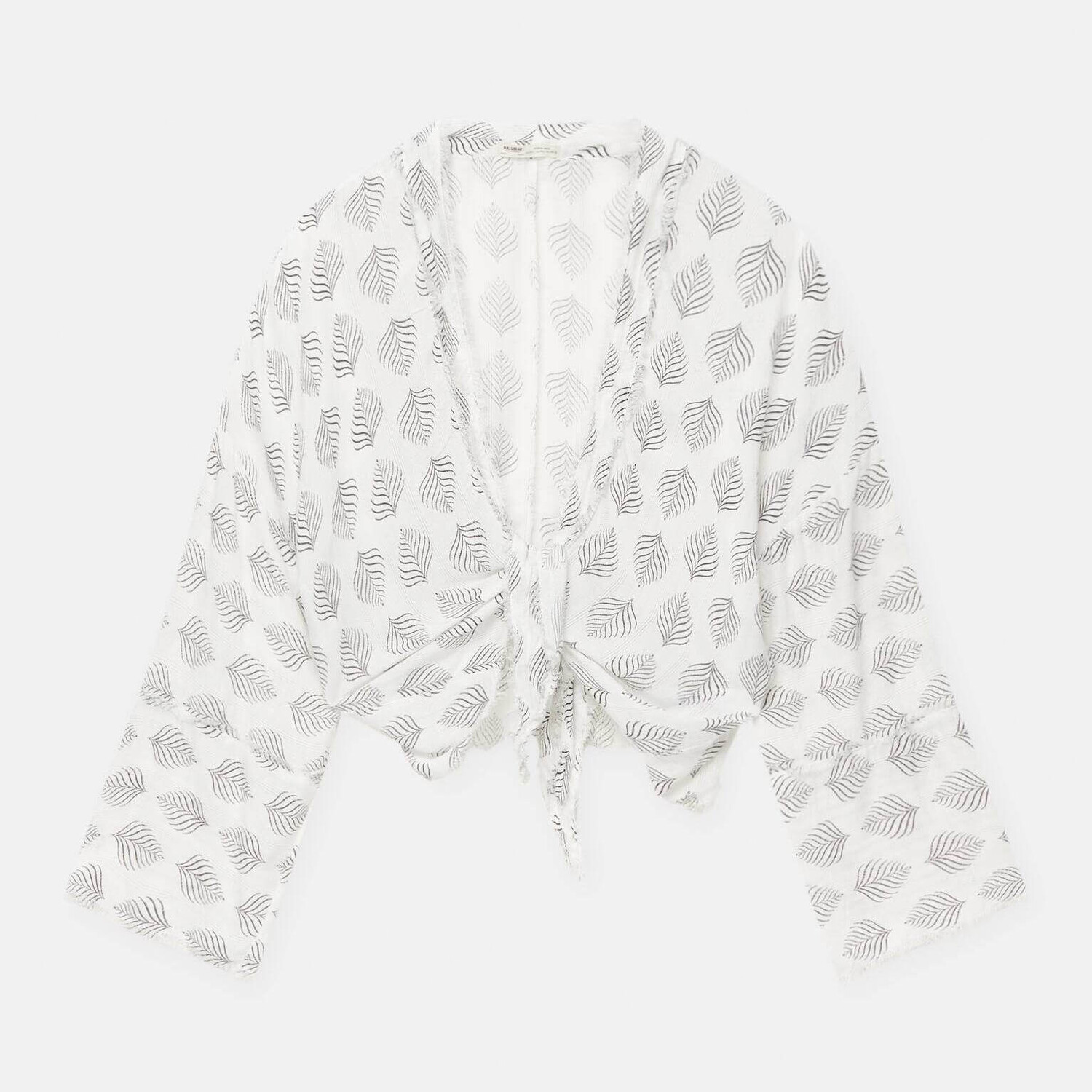 

Кимоно Pull&Bear Frayed Rustic, белый/черный