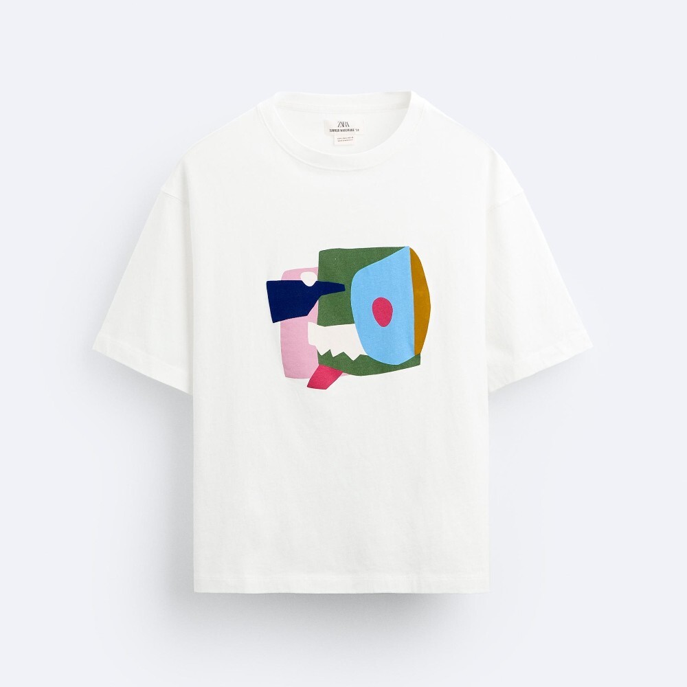 

Футболка Zara Raised Graphic Print - Limited Edition, белый