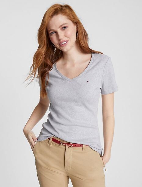 

Футболка с вырезом Tommy Hilfiger Favorite V-neck, серый