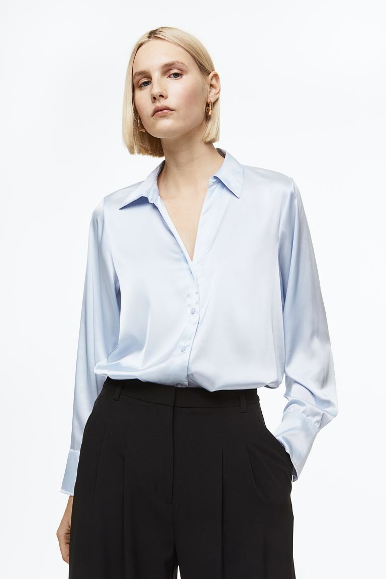 

Блузка с V-образным вырезом H&M, светло-синий