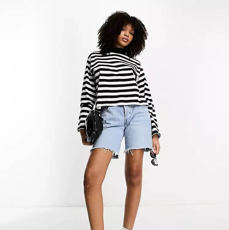 

Свитшот Asos Design With Wide Sleeve, белый/черный