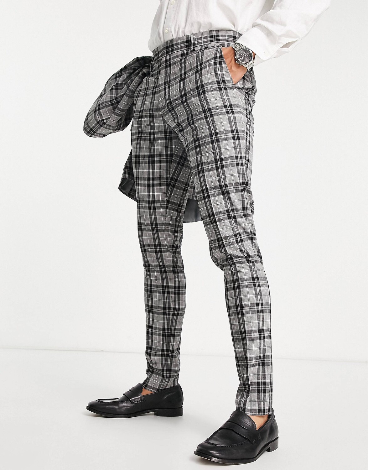 

Серые брюки скинни в клетку ASOS DESIGN, Серый