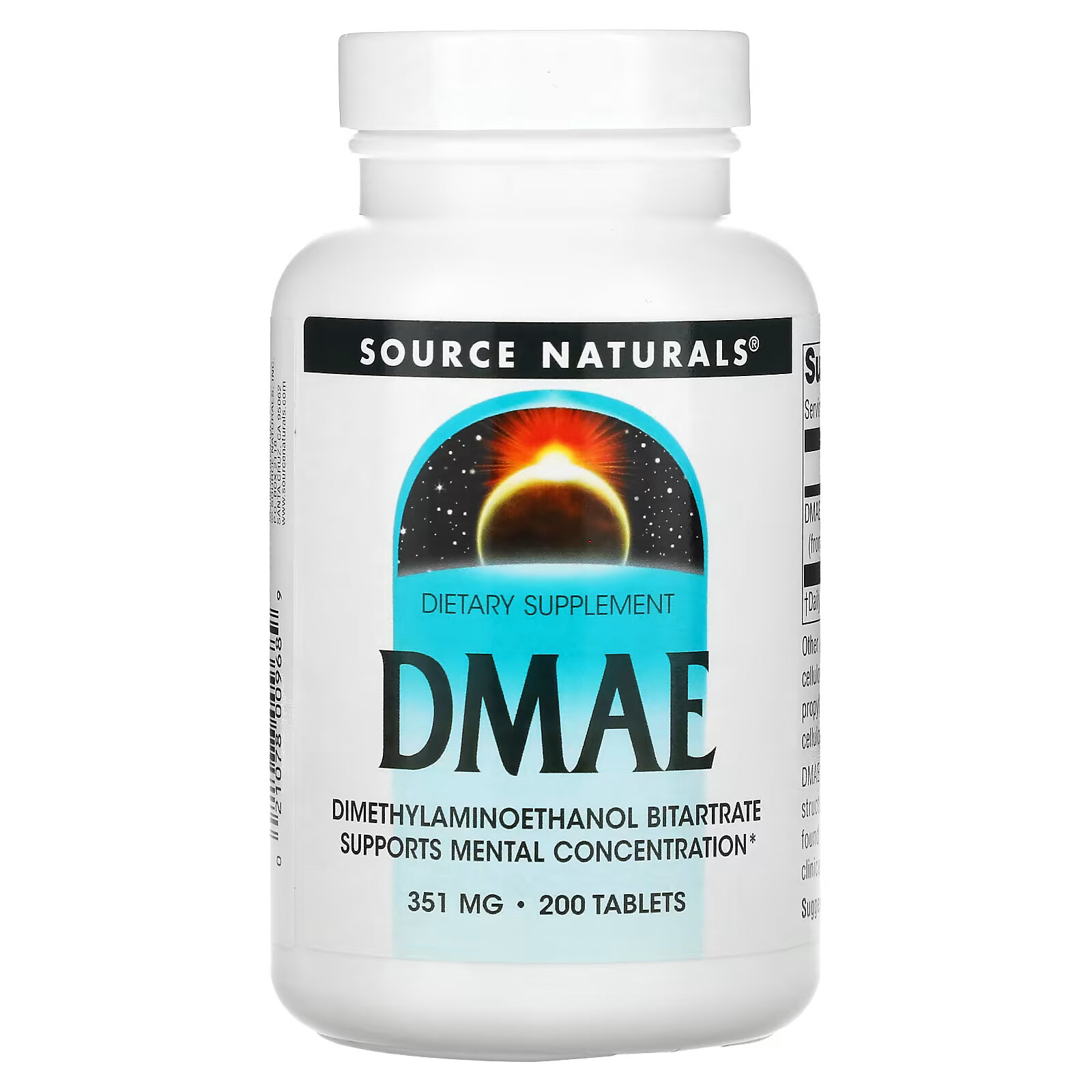 Source Naturals, ДМАЭ, 351 мг, 200 таблеток source naturals хлорелла 200 таблеток
