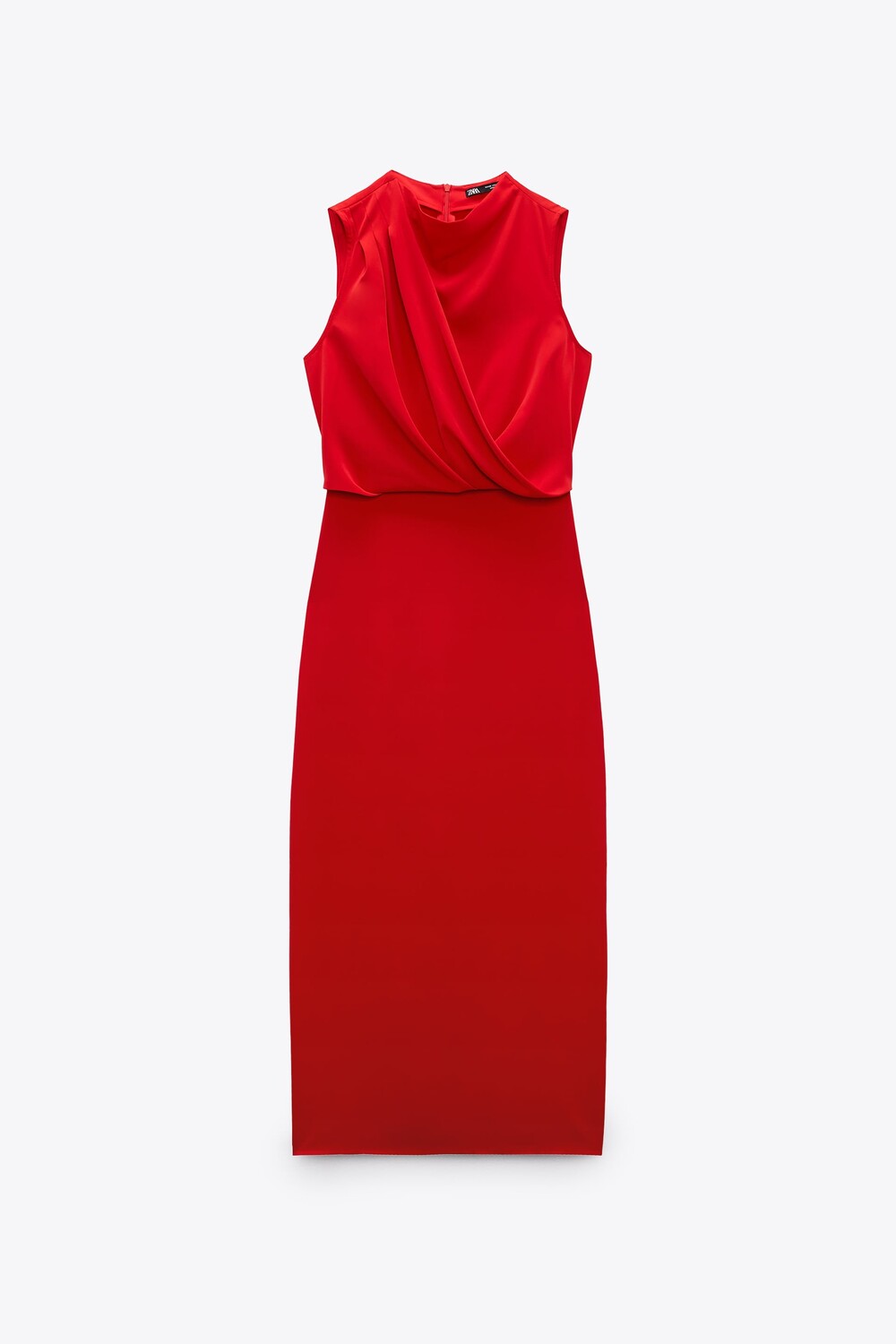 

Платье Zara Midi With Draped Detail, красный