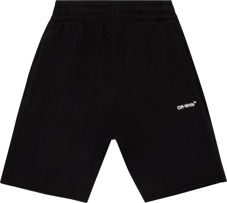 Спортивные шорты Off-White Diag Helvetica Sweatshort 'Black/White', черный - фото