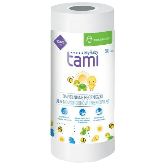 Tami Mybaby хлопчатобумажные полотенца для младенцев и новорожденных, 50 шт./уп. хлопковые полотенца для новорожденных и малышей 50 шт tami mybaby colfarm