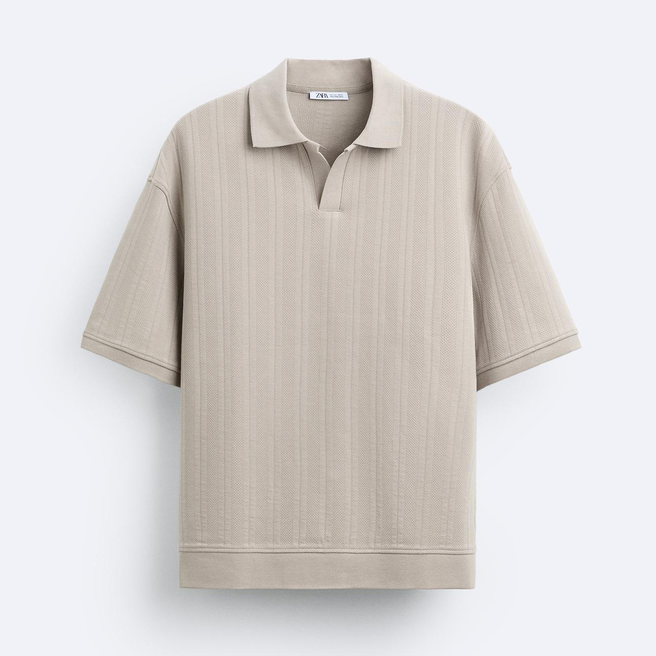 Поло Zara Textured, бежевый поло zara textured shirt кремовый