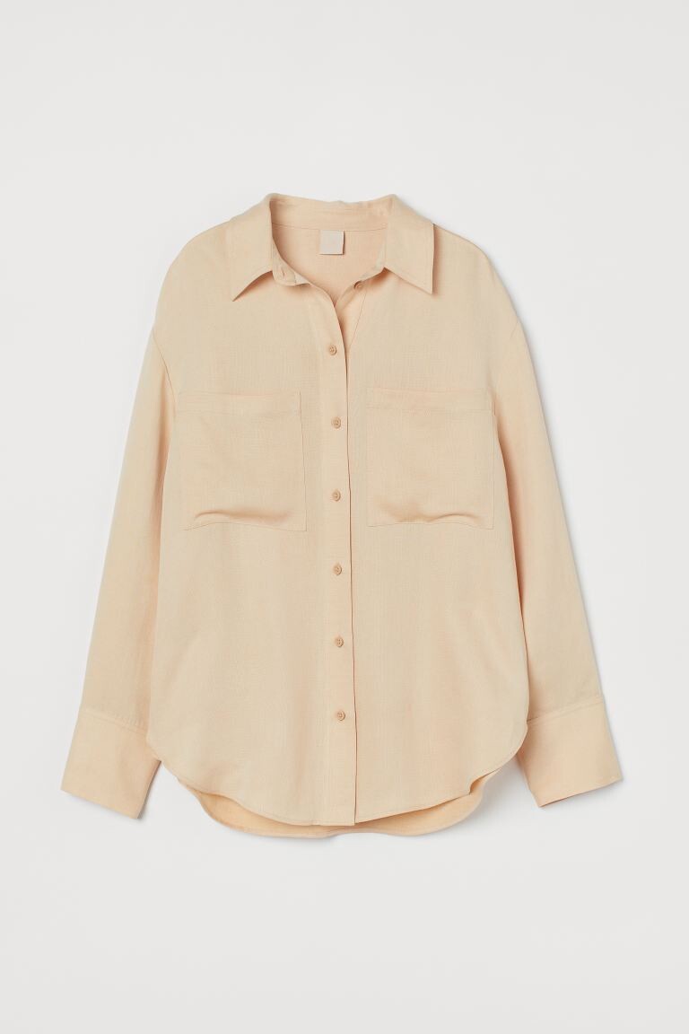 

Рубашка оверсайз с лиоцеллом H&M, светло-бежевый