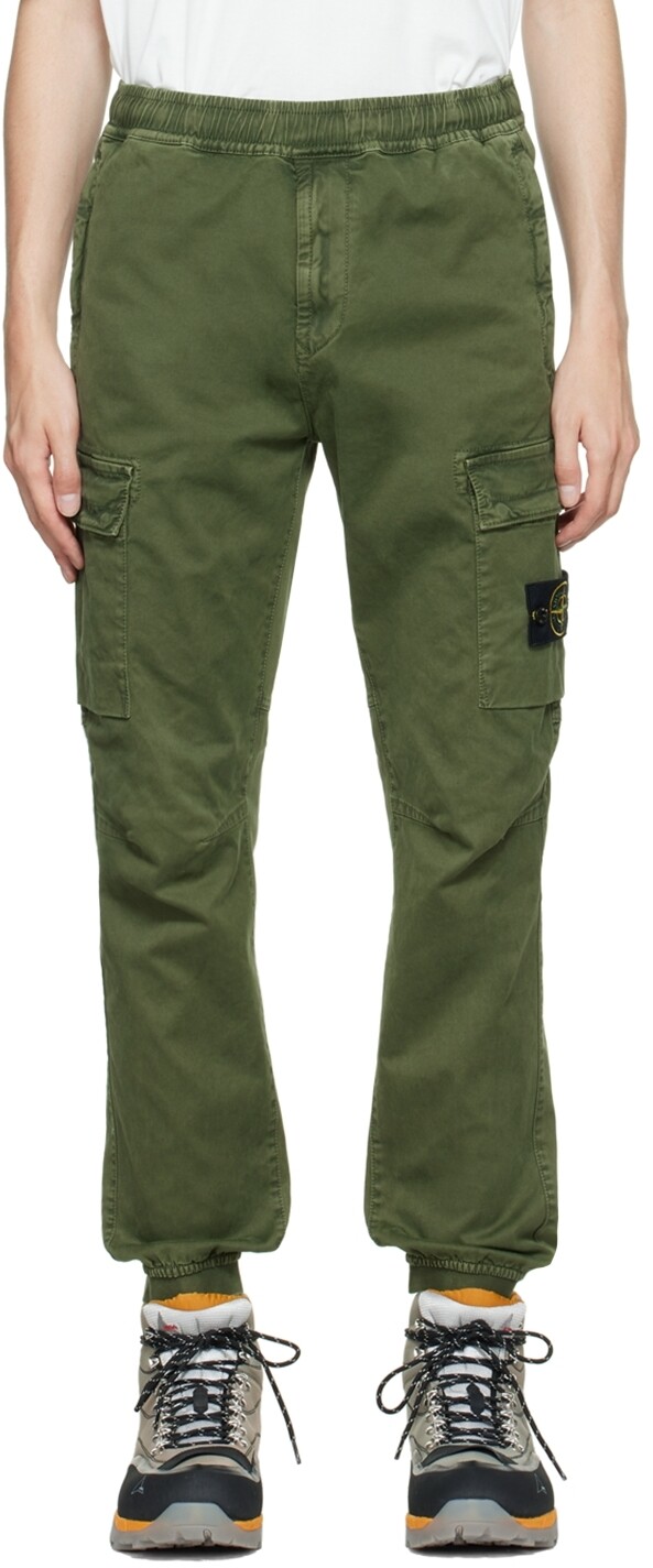 

Зеленые зауженные брюки карго Stone Island, Зеленый