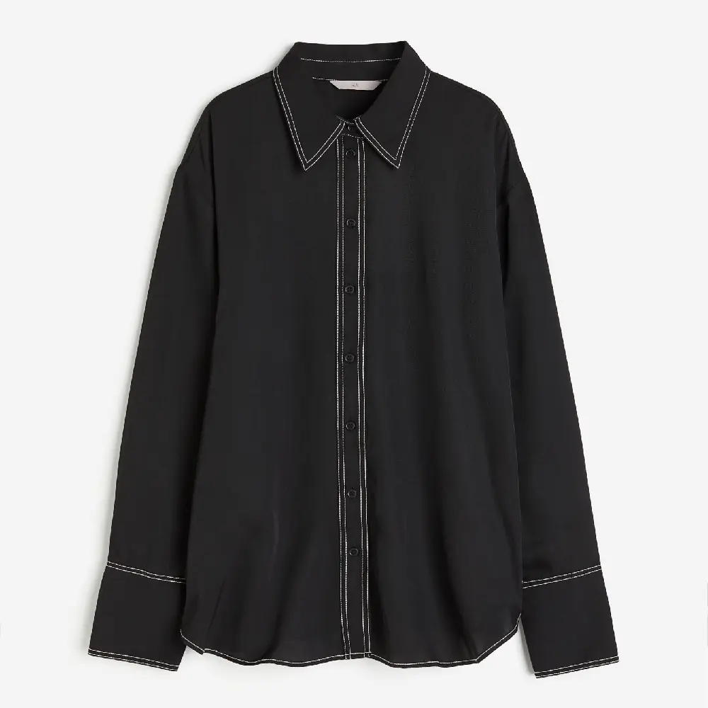 

Рубашка H&M Contrasting-stitch, черный