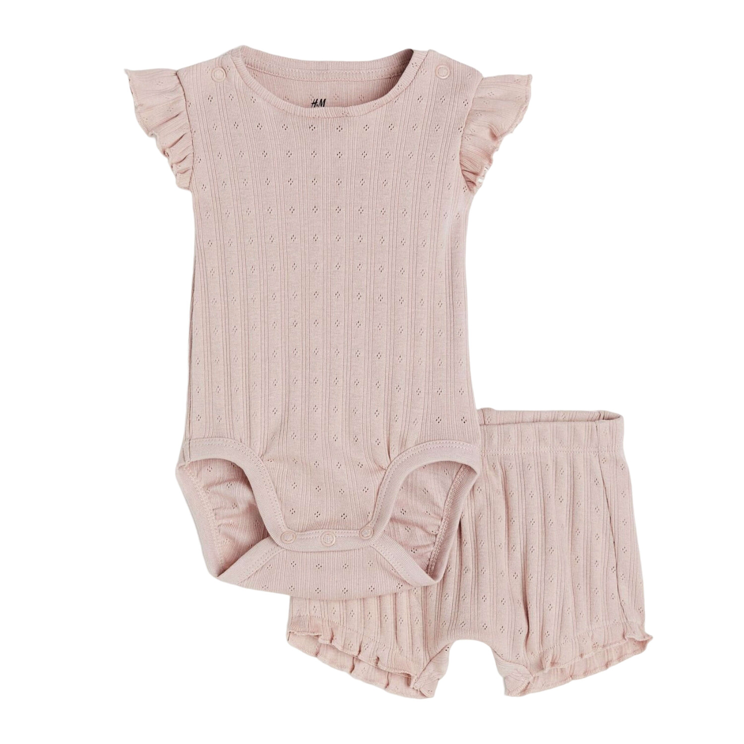 

Комплект боди + шорты H&M Cotton, 2 предмета, бежево-розовый