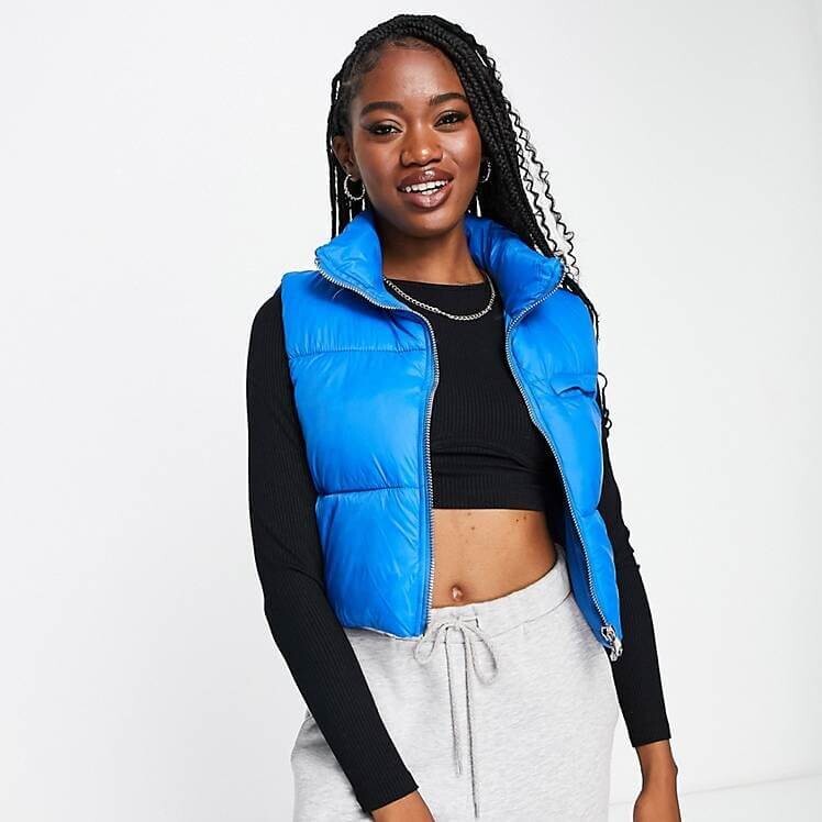 

Жилет Pull&Bear Cropped Padded Nylon, голубой, Синий