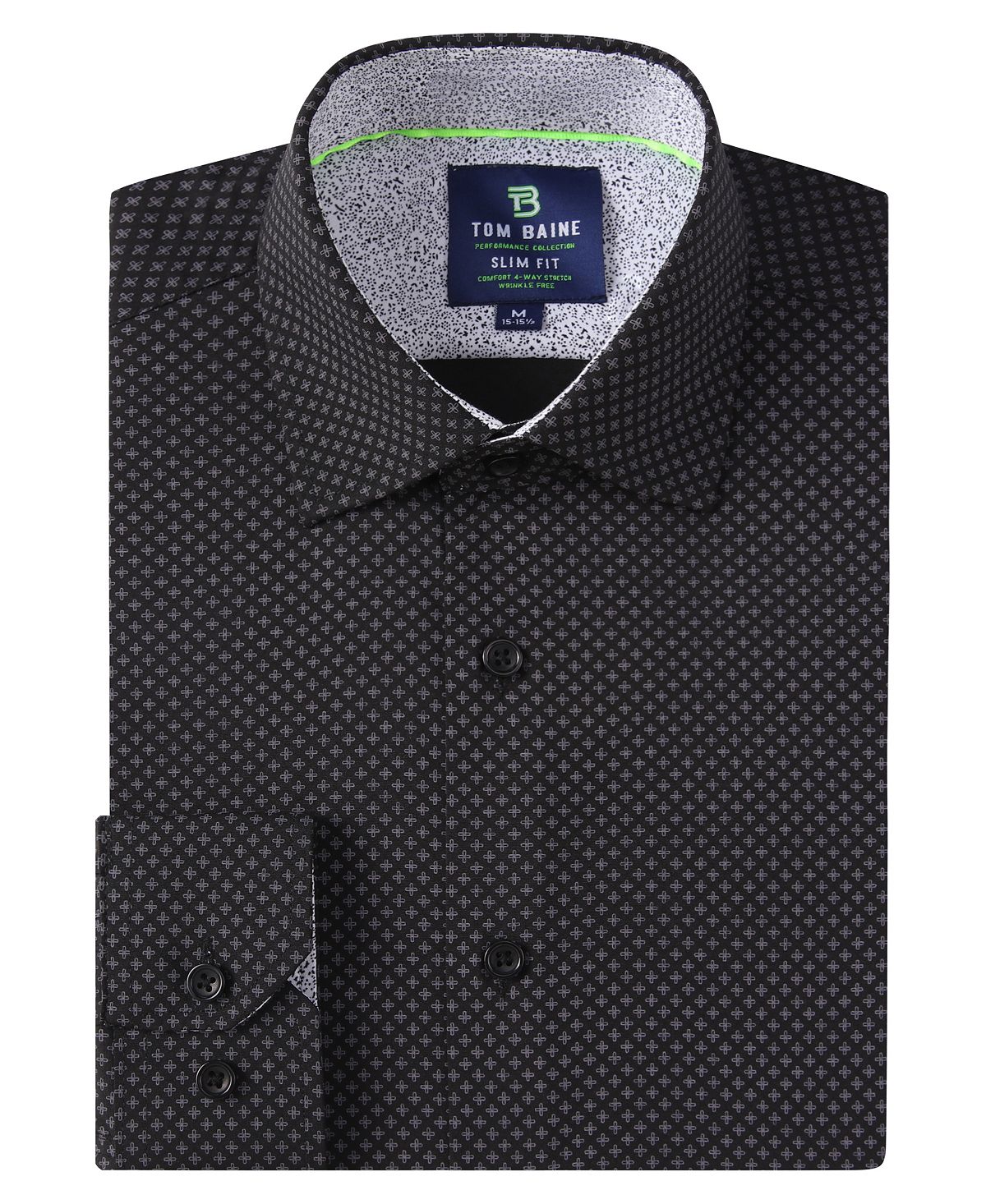 цена Мужская классическая рубашка slim fit с длинным рукавом и геометрическим рисунком Tom Baine, черный