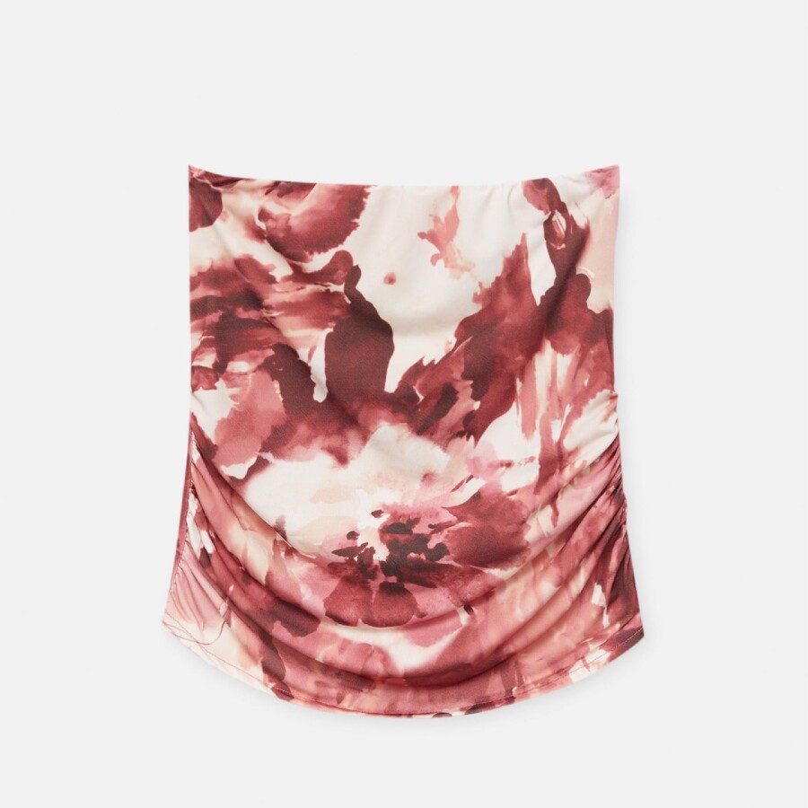 

Топ бандо Pull&Bear Floral Bandeau, темно-бордовый