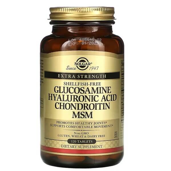 Глюкозамин, гиалуроновая кислота, хондроитин и МСМ Solgar, 120 таблеток глюкозамин хондроитин solgar 150 таблеток