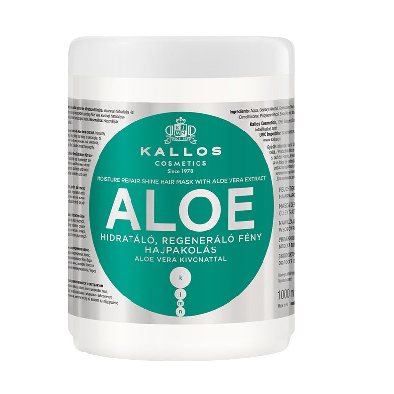 Kallos KJMN Aloe Moisture Repair Shine Hair Mask регенерирующая и увлажняющая маска для волос 1000мл маска для волос every strand маска для волос с кератином алоэ вера и витамином е