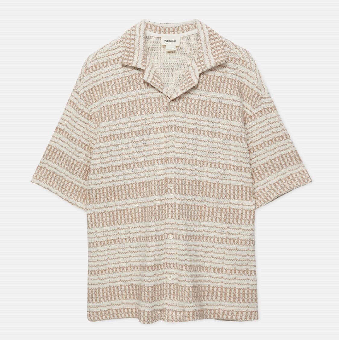

Рубашка Pull&Bear Striped Short Sleeve Knit, бежевый