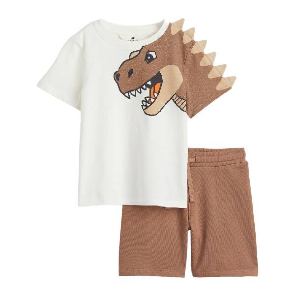 

Комплект H&M Dinosaur, 2 предмета, белый/коричневый