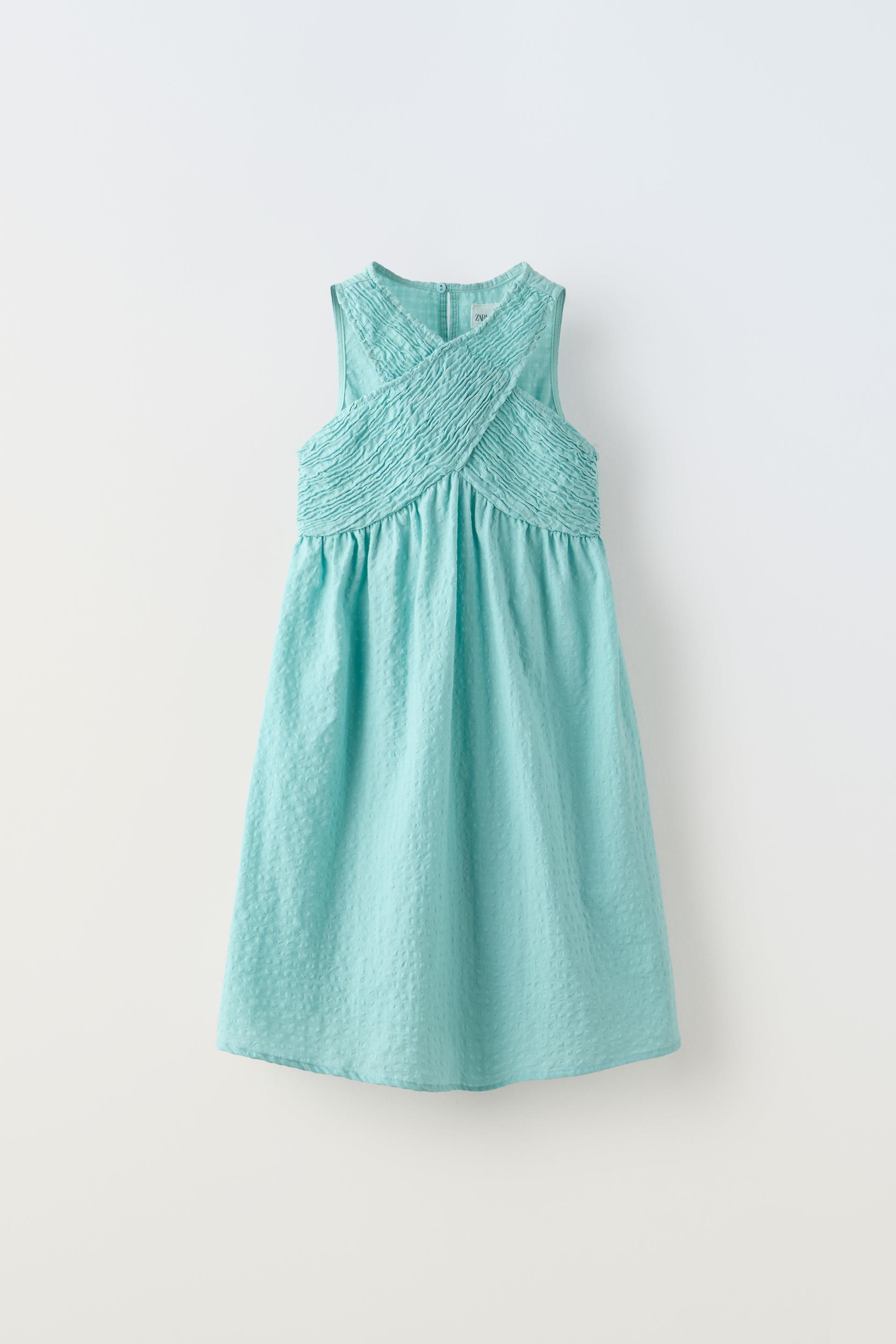 Платье Zara Textured Wrap, бирюзовый платье короткое с v образным вырезом и принтом без рукавов 42 зеленый