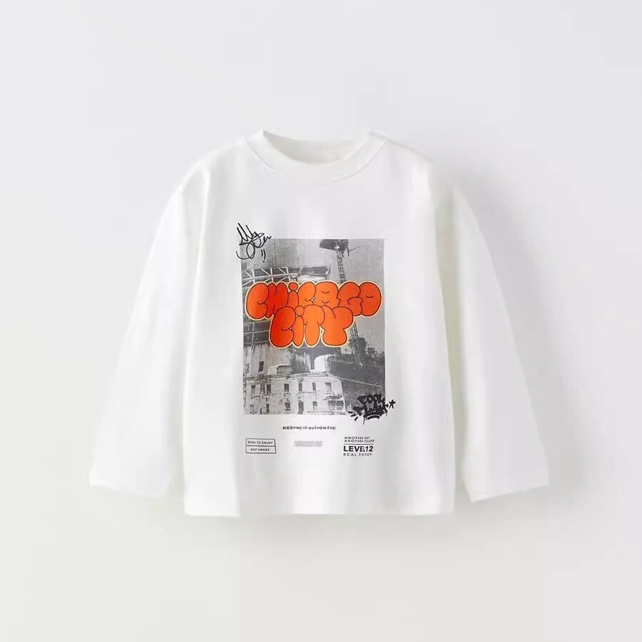 

Футболка с длинными рукавами ZARA Graffiti Print, белый