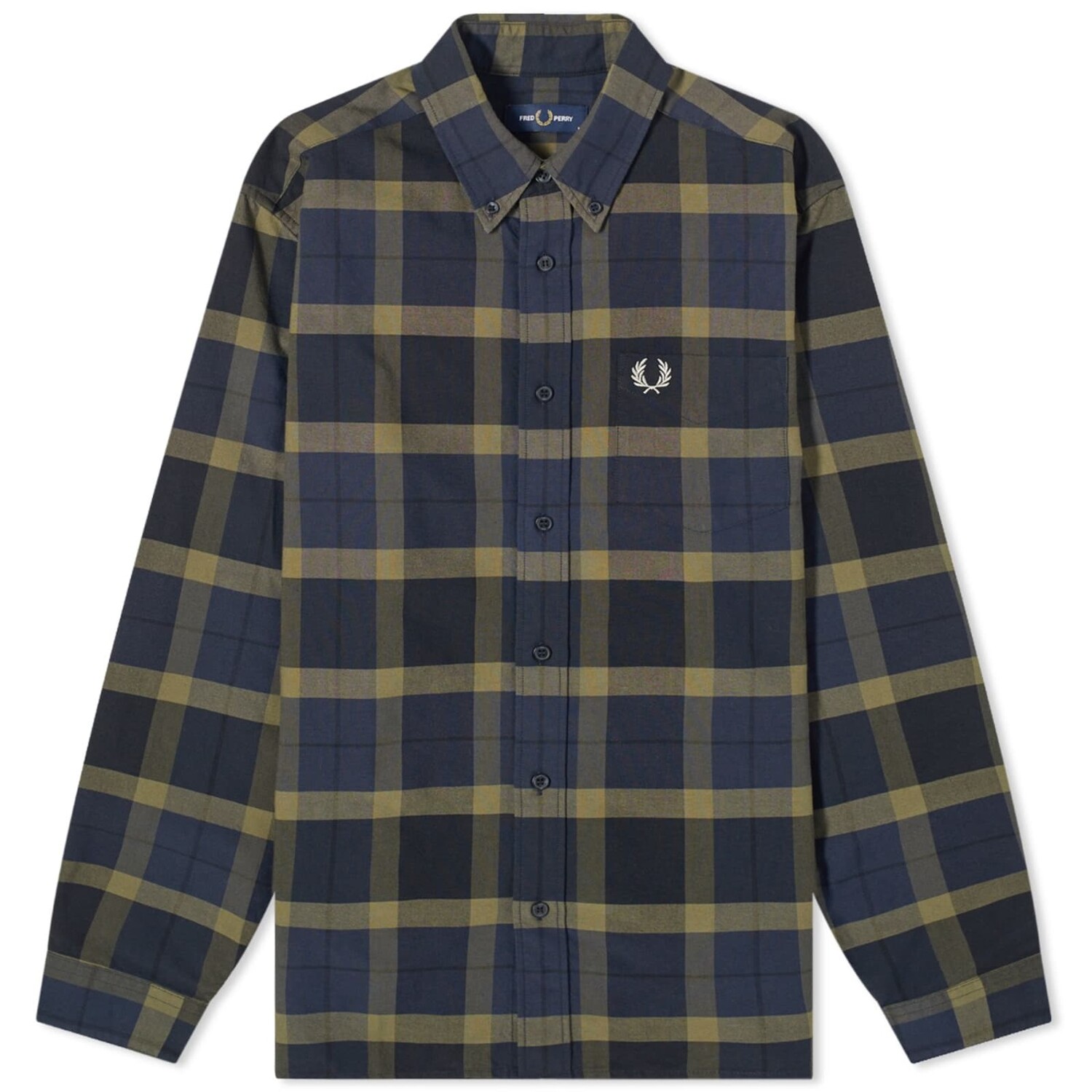 Рубашка Fred Perry Tartan, синий/зеленый джемпер fred perry glitch tartan crew темно синий