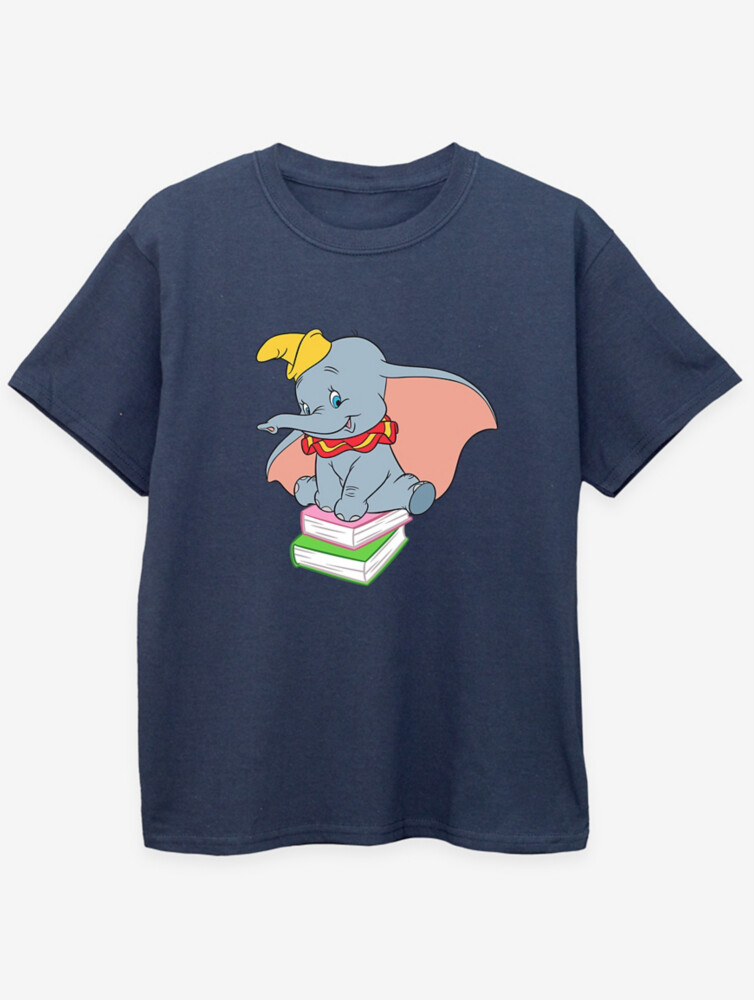 

Детская темно-синяя футболка с принтом NW2 Dumbo Sitting On Books George., нави